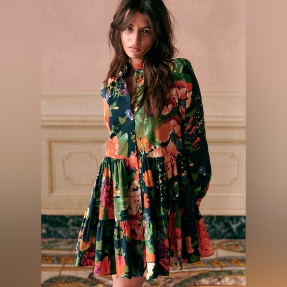 Sezane Dresses & Skirts - Sézane Trianon Print Blue Floral Hidaya Dress Size 34/XS